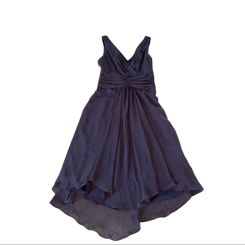 London Times Brown Crossover High Low Dress